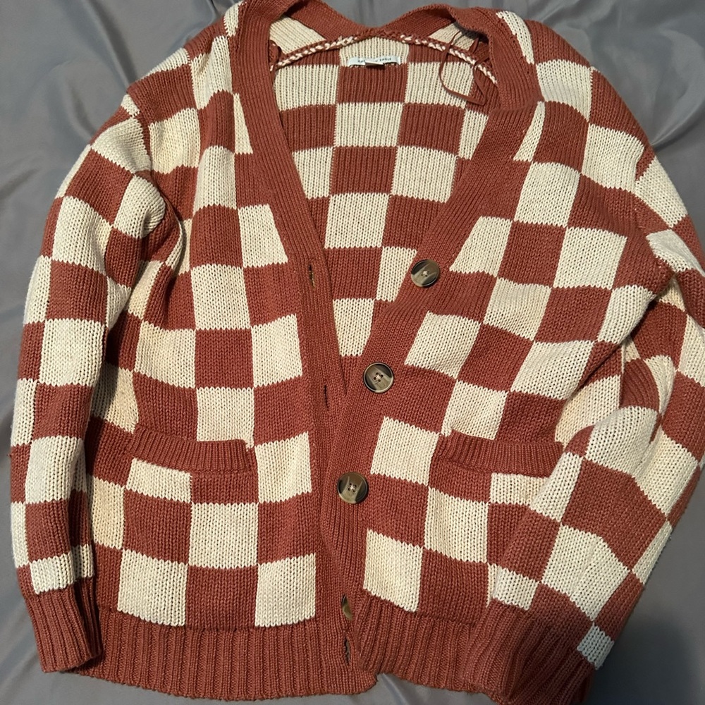 Checkered cardigan